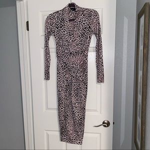 Rachel Roy Pink Leopard Print Faux Wrap Dress